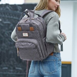 RUVALINO Diaper Gray Baby Bag Tote Large Travel Bag
